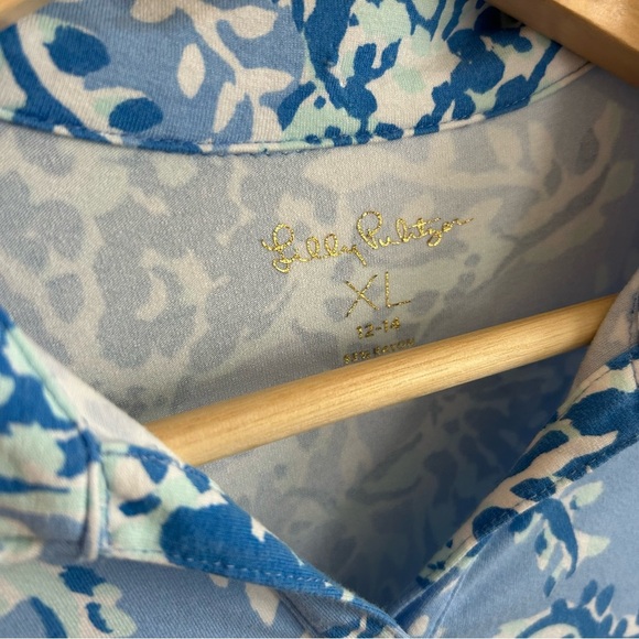 Lilly Pulitzer GIRLS MINI SADIE POLO DRESS Blue Peri Turtley Awesome XL - Picture 5 of 11